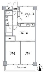 グリーンプラザ深川常盤 3DKの間取図画像