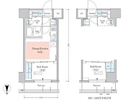 アーバネックス深川木場 2階1DKの間取り