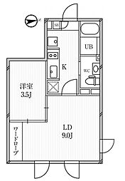 ルクレ高田馬場 1LDKの間取図画像