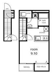 casa di comodo 2階ワンルームの間取り
