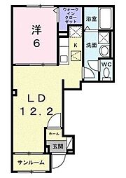 ヴィラ セレーノ 1LDKの間取図画像
