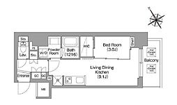 バウスフラッツ蔵前 10階1LDKの間取り