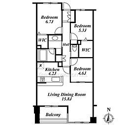 アトラス諏訪町レジデンス 3階3LDKの間取り