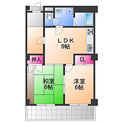 メゾンロゼ 2LDKの間取図画像