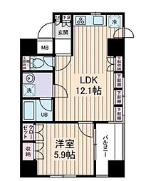 アムス馬喰町 1LDKの間取図画像