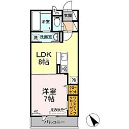 ソシアB 1LDKの間取図画像