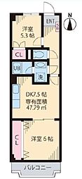 信明コーポ 2DKの間取図画像