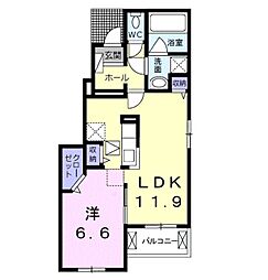 グリーンフル六十谷4 1LDKの間取図画像