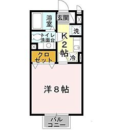 ヴェルドミール　Ｉ 2階1Kの間取り