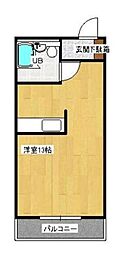コーポ英 ワンルームの間取図画像