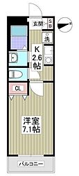 リブレス我孫子 2階1Kの間取り