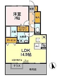 AiryGardenC 1LDKの間取図画像