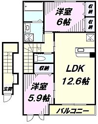 ウインズB 2LDKの間取図画像