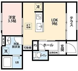 リーブルファイン羽村羽中 1階1LDKの間取り