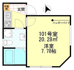 ノーブル四ツ木 1階1Kの間取り