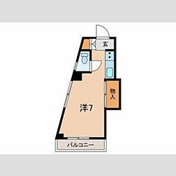 樺沢ビル 4階ワンルームの間取り