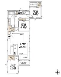 レジデンスエイル神楽坂 3LDKの間取図画像