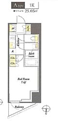 WORVE東京木場 1Kの間取図画像
