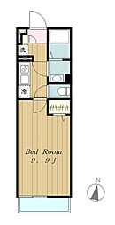 小田急小田原線 相模大野駅 徒歩15分の賃貸マンション 1階1Kの間取り