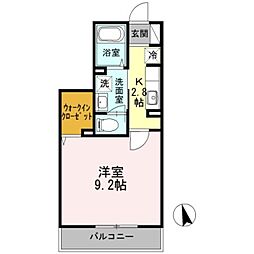 ウィル サクシード 2階1Kの間取り
