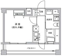 ライジングプレイス八王子みなみ野 5階1Kの間取り