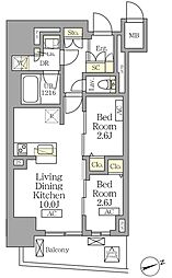 テラス北千住 2LDKの間取図画像
