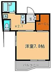 KS.フラット白金台 1Kの間取図画像