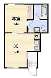 小田急小田原線 相模大野駅 徒歩12分の賃貸アパート 1階1DKの間取り