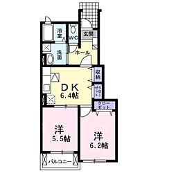 ブエナビスタ 1階2DKの間取り