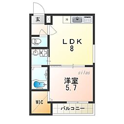 フジパレス上新庄駅北3番館 1LDKの間取図画像