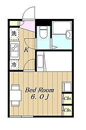 東急こどもの国線 恩田駅 徒歩7分の賃貸アパート 1階1Kの間取り