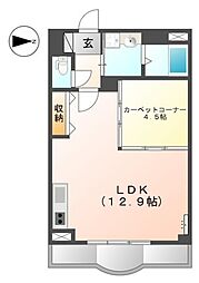 JR阪和線 紀伊駅 徒歩6分の賃貸マンション 2階1LDKの間取り