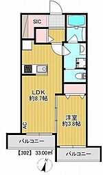 フォレステーラ 3階1LDKの間取り