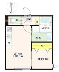 ハーモニーテラス東小岩V 1LDKの間取図画像