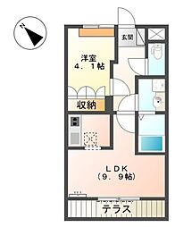JR和歌山線 岩出駅 徒歩25分の賃貸アパート 2階1LDKの間取り