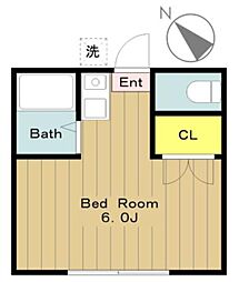 コーポサカキ ワンルームの間取図画像
