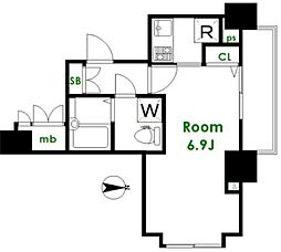 フェニックス方南町参番館 5階1Kの間取り