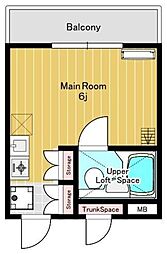 コオポスアペア ワンルームの間取図画像