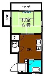 第3プラザ福生 3階1DKの間取り
