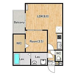 ジーメゾン青梅河辺町 1LDKの間取図画像