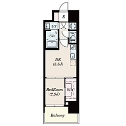 JR東海道・山陽本線 東淀川駅 徒歩2分の賃貸マンション 5階1DKの間取り
