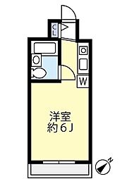 スカイコート下高井戸 7階ワンルームの間取り