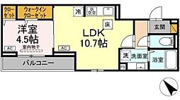 D-セアリス幕張I 1LDKの間取図画像