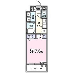ヒカルサ西所沢ノース 1Kの間取図画像
