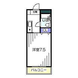 クレストコート 1Kの間取図画像