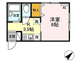 ハイムおもだか 1階1Kの間取り