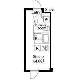 ファーヴァル代々木上原 3階ワンルームの間取り