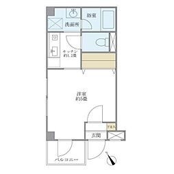 キバサンフラット 1階1Kの間取り
