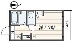 ブロッサムテラス蒲田 3階ワンルームの間取り