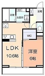 JR横浜線 矢部駅 徒歩6分の賃貸アパート 1階1LDKの間取り